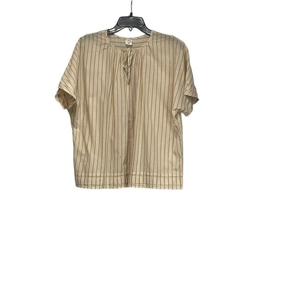 Melrose and Market Women’s Pintuck Trim Striped Peasant Blouse, Cream/Red, Sz. M - Picture 8 of 11